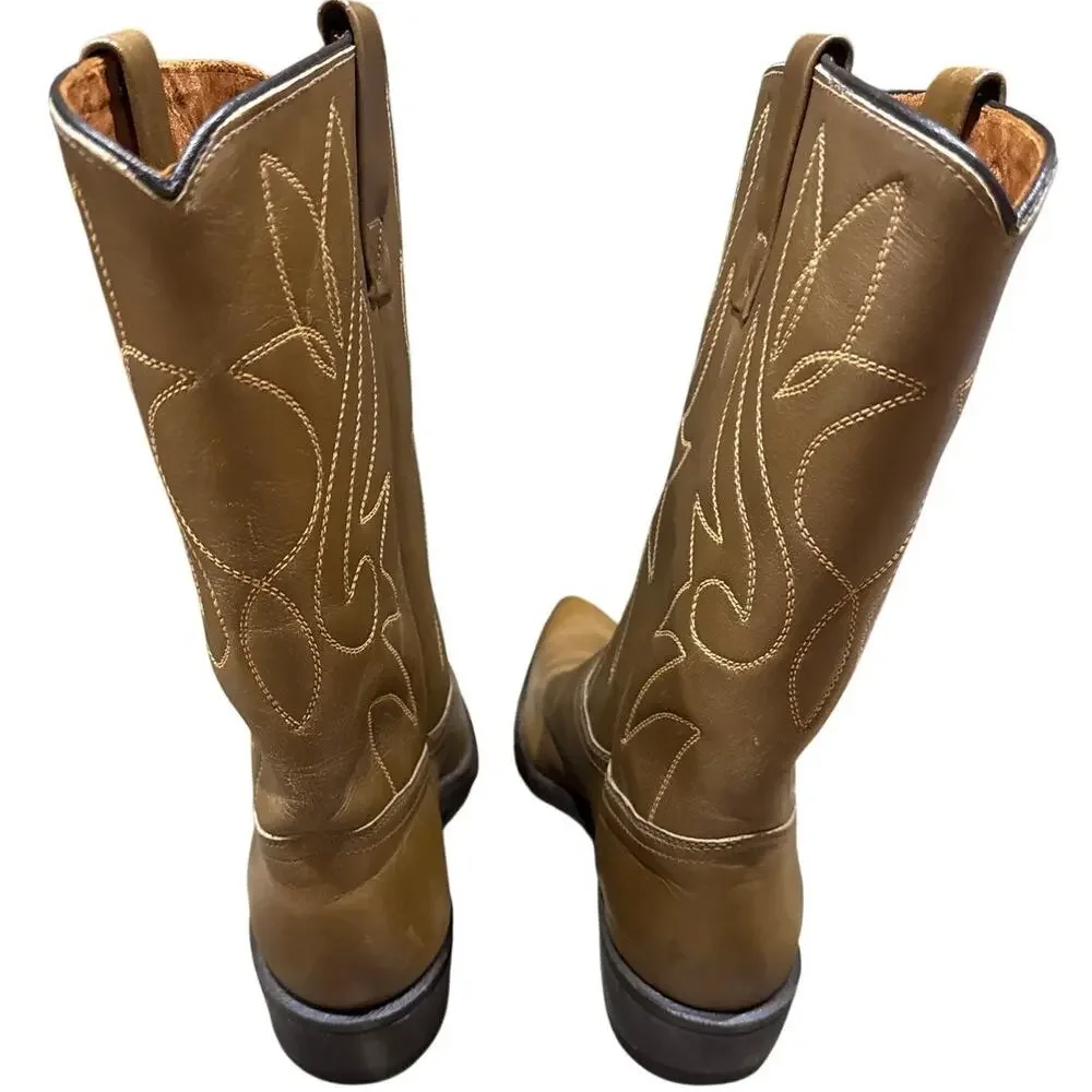 Vintage Acme Cowboy Boots Mens 8E USA Brown Leather Fits Womens 9.5-10 Wide